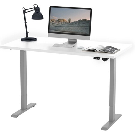 We'Re It Lift It Electric Sit Stand Desk, 46.25 H, 24 W X Laminate wood, metal, Brushed Silver VL12BS4824-459